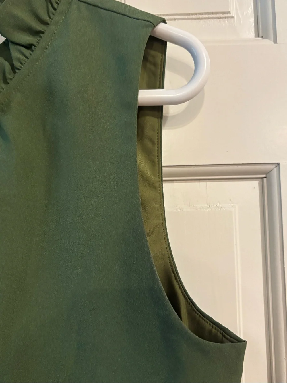J. Crew Olive Green Sleeveless Ruffle-Neck Camisole